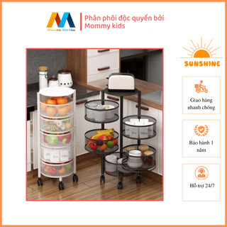 Kệ tròn để đồ đa năng đựng Đồ Nhà Bếp- Không cần lắp ráp- Gấp Gọn dễ dàng- Có bánh xe xoay 360 độ