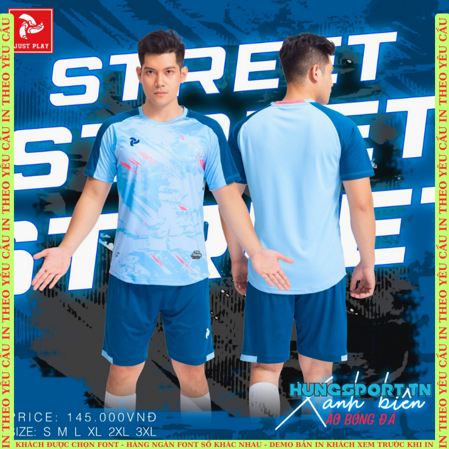 Quần áo bóng đá không logo Street biển, đồ đá banh thiết kế, in tên số, in áo theo yêu cầu, in lẻ in đội HUNGSPORT TN