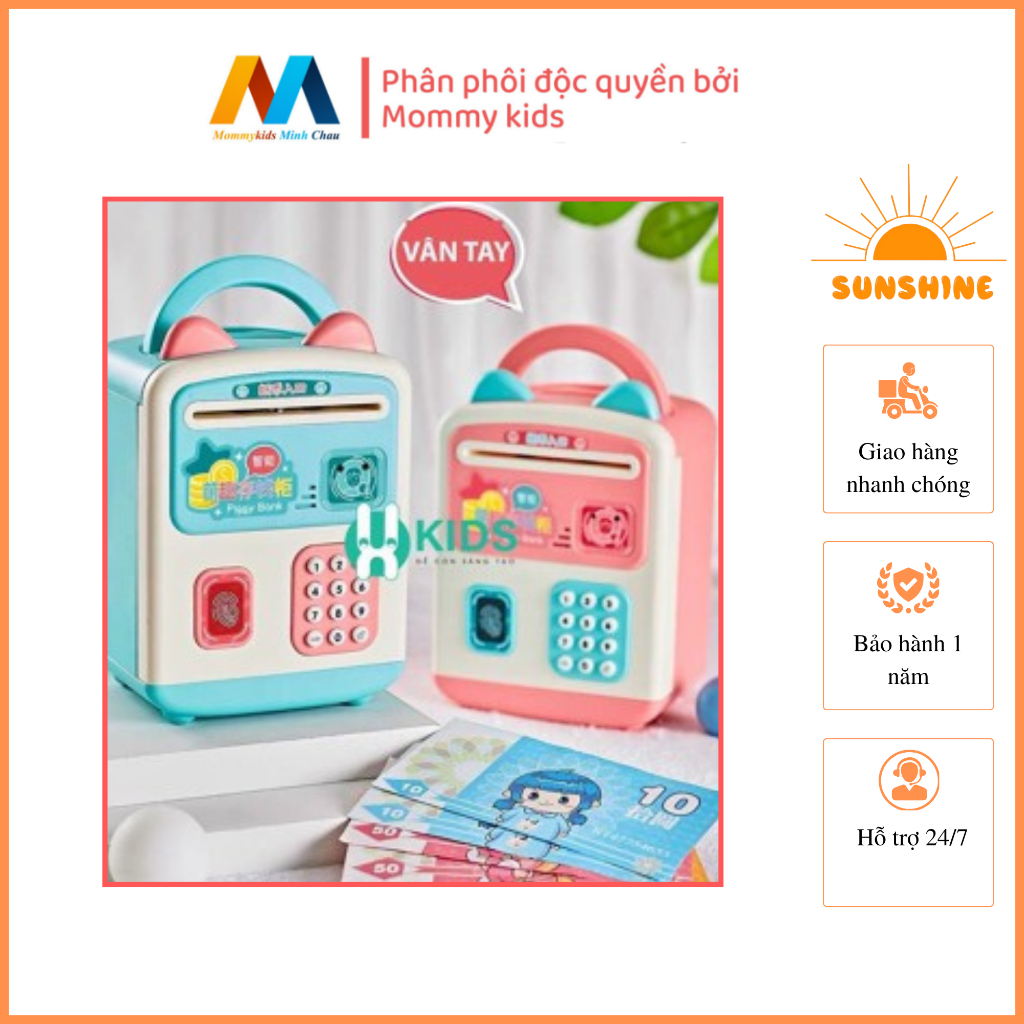 Két sắt thông minh cho bé mở băng vân tay NHẬN DẠNG MẶT, THÔNG MINH CÓ NHẠC VÀ HÌNH MÈO