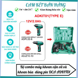 Bộ combo máy khoan vặn vít adpl02-8 và khoan dùng pin 12v adjz10-10 dca adkit01 máy thiết kế nhỏ gọn,rất thuận tiện