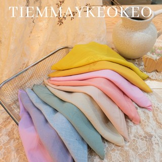 Khăn vải bandana turban TIEMMAYKEOKEO chất liệu thô cotton 100% trơn nhiều màu sắc kích thước 50x50cm cho nữ