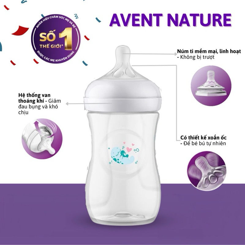 Bình Sữa Cho Bé Avent Philips Cổ Rộng Bình Avent Natural Mô Phỏng Tự Nhiên Chống Đầy Hơi Chính Hãng 