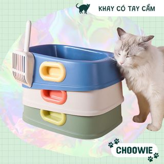 Khay vệ sinh có TAY CẦM cho mèo kèm xẻng