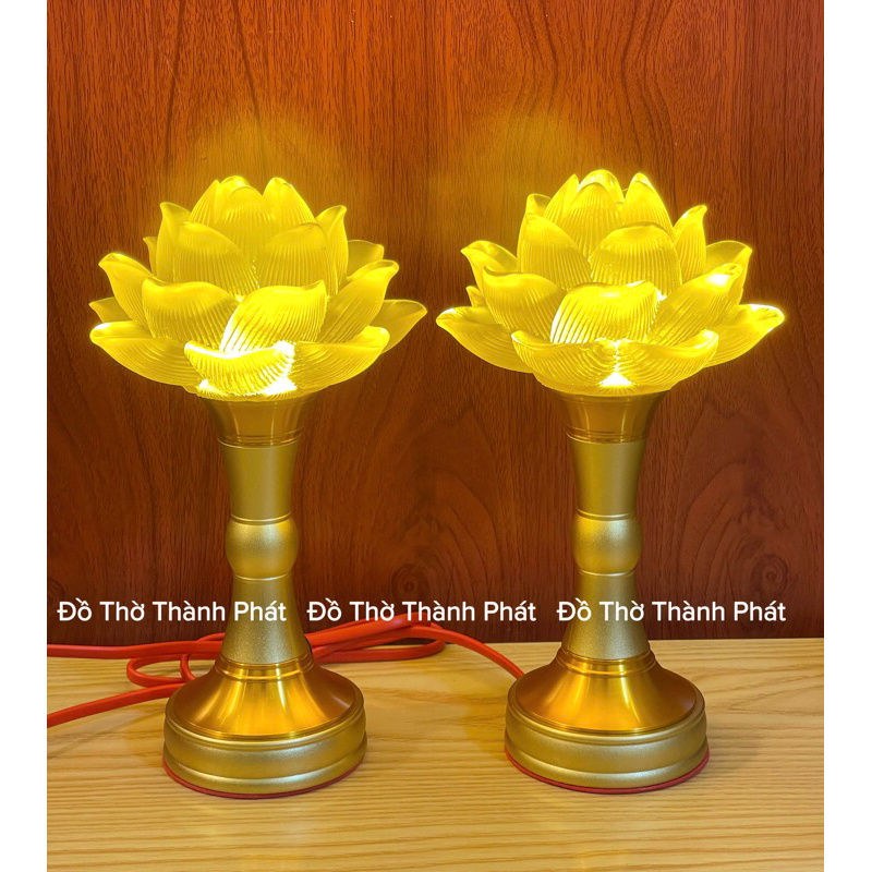 Đèn thờ sen bông nở lưu ly, đèn thờ hoa sen lưu ly bông nở