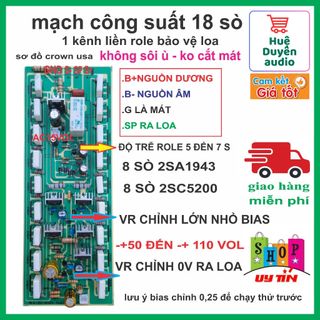 Mạch công suất 18 sò 2u dài 22cm*8.2cm công suất 1200w