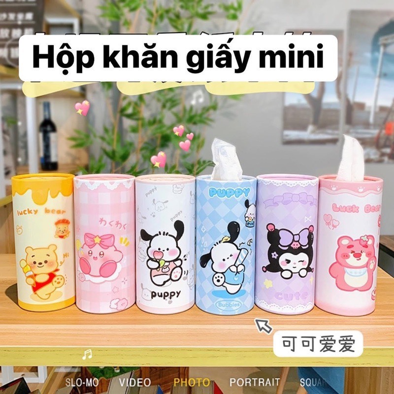 Khăn giấy mini lon hình gấu dâu siêu dễ thương 30 tờ 1 lon