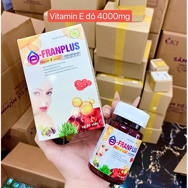 [Chính Hãng] Vitamin E đỏ E-FRANPLUS 4000mgC Bổ sung Vitamin E, hỗ trợ chống oxy hóa, hạn chế lão hóa, đẹp da Davina