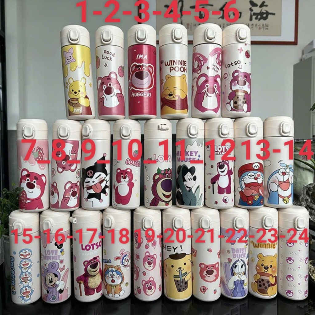 Ly Giữ Nhiệt Gấu Dâu 420ml Inox 304 giữ nhiệt 4-6 giờ đồng hồ tiện dụng 1234