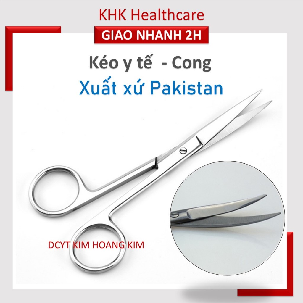Kéo y tế cong Pakistan dùng trong y tế, phẫu thuật, spa, thẩm mỹ