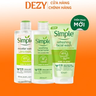 Skincare Simple CHÍNH HÃNG Combo Sữa Rửa Mặt Srm Toner Nước Hoa Hồng Toners Nước Tẩy Trang Micellar Water Dưỡng Ẩm Dezy