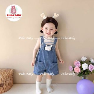 Set Yếm bò tai thỏ siêu xinh cho bé gái, Bộ Yếm tai thỏ siêu xinh cho bé gái, Yếm bò tai thỏ cực xinh cho bé