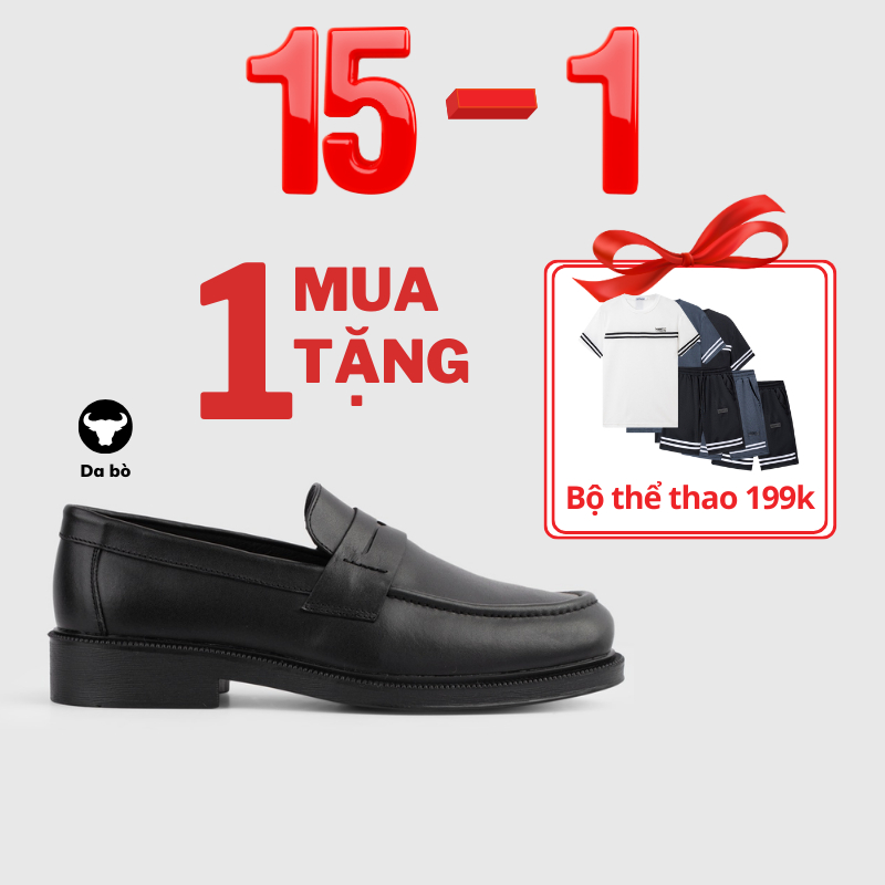 Giày lười nam ASHE form loafer, làm từ da bò, tăng chiều cao 4cm