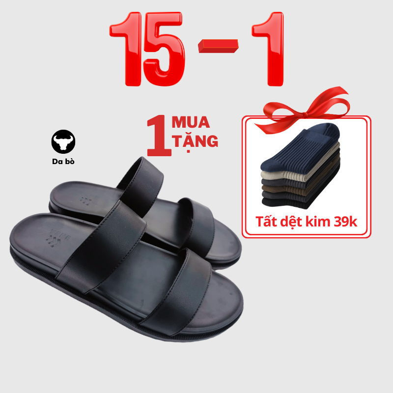 Dép da Sandal quai ngang ASHE nam nữ - Quai da 3 lớp tăng cường siêu bền