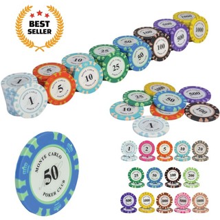 Chip poker monte carlo 1 2 5 10 20 25 50 100 200 500 1000 có số phỉnh nhựa cao cấp