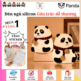 Đèn ngủ silicon để bàn decor phòng ngủ quà tặng sinh nhật quà giáng sinh hình Gấu trúc Panda dễ thương Cảm ứng đổi màu
