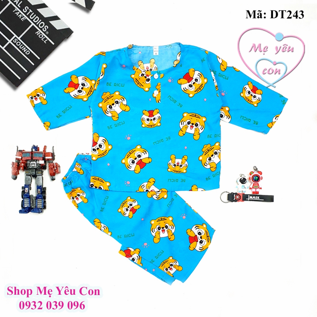 Bộ ngủ dài tay bé trai Size 14 (38-40kg).Bộ tole/lanh dài bé trai. Vải tole/lanh 2 da loại 1.Phom rộng rãi, mát mẻ