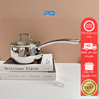 Quánh inox 304 Chockmen 14cm có nắp nấu bếp từ cháo bột cho bé đáy 3 lớp 18/10 CKM568