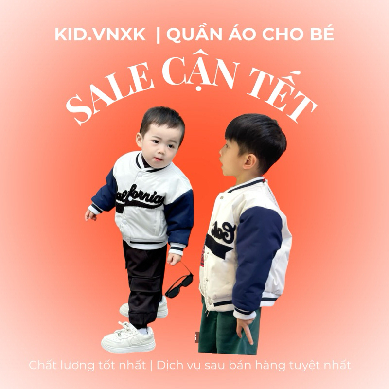 Áo phao dáng bomber cho bé ấm áp thêu chữ, áo phao bé trai bé gái dày dặn mùa đông mẫu mới kid.vnxk