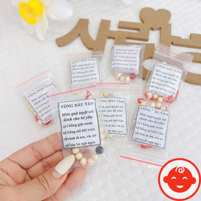 Vòng dâu tằm cho bé kèm ĐÁ PHONG THỦY