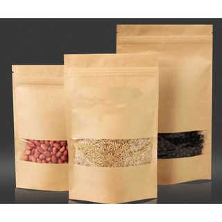 1kg túi zip giấy kraft cửa sổ tràn- loại tốt