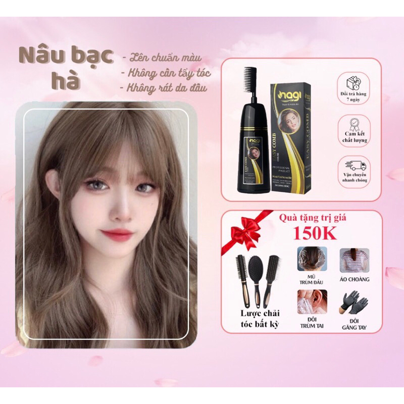 Dầu gội nhuộm tóc màu Nâu Bạc Hà Nagi chiết xuất từ thiên nhiên 400ml