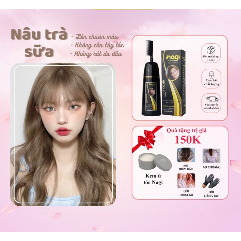 Dầu gội nhuộm tóc màu Trà Sữa Nagi  chiết xuất từ thiên nhiên 400ml