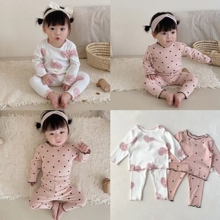 Đồ bộ bé gái dài tay hoạt tiết xinh xắn, vải tăm cao cấp