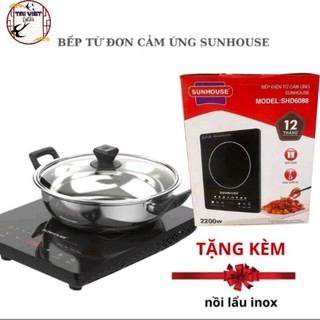 Bếp từ đơn sunhouse, bếp từ công xuất 2200w tặng kèm nồi lẩu.