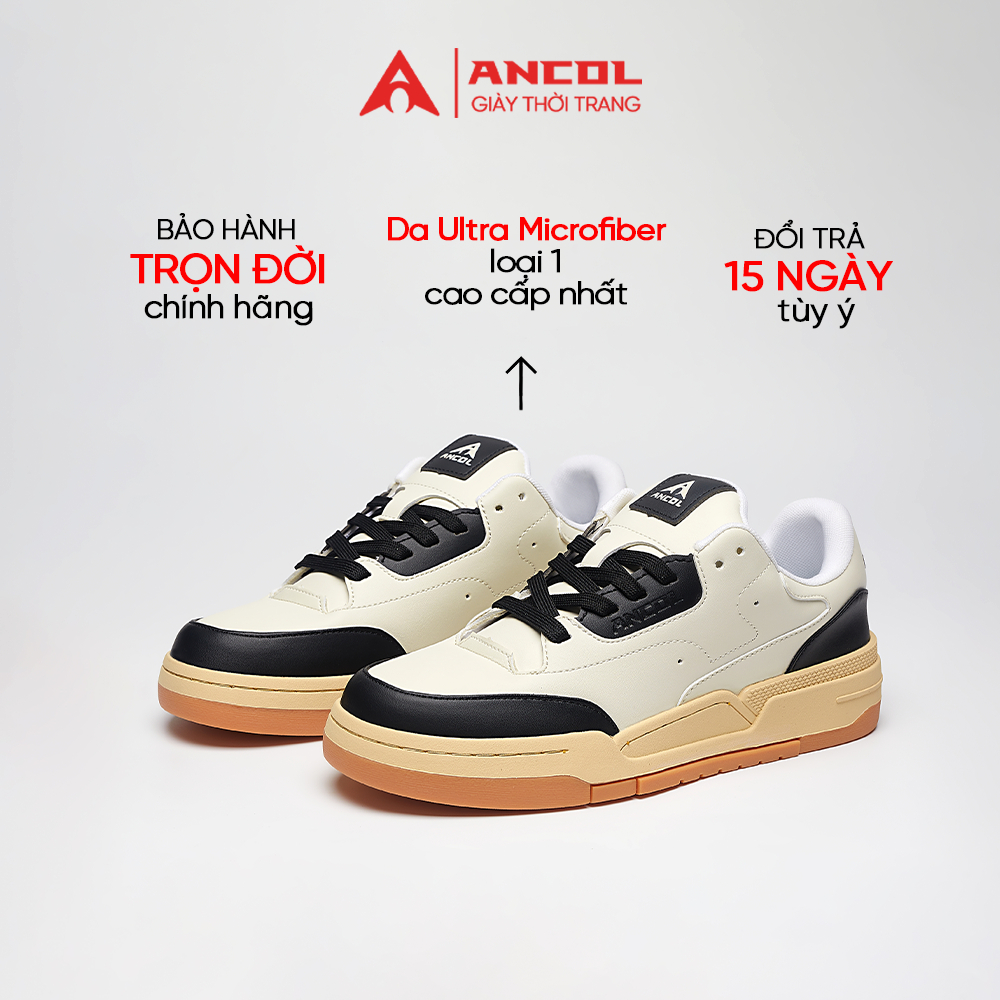 Giày sneaker thể thao unisex Ancol Losofut Gumor – da Ultra M 100%, đế cao su, tăng chiều cao