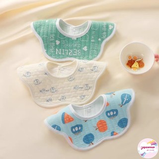 Set 3 yếm tròn xoay 360 cotton có lớp chống thấm mặt sau nhiều hình ngộ nghĩnh cho bé