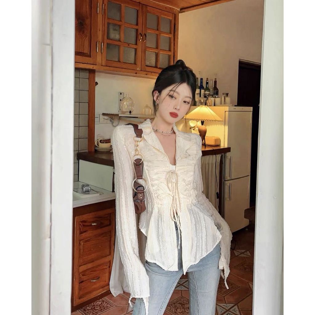 [ bigsize 55-100kg] Áo sơ mi cách điệu buộc dây