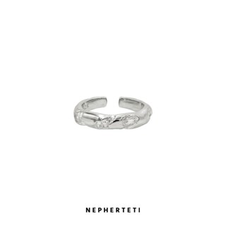 Nhẫn bạc 925 nguyên khối Unisex vết nứt đính đá chìm - Nepherteti