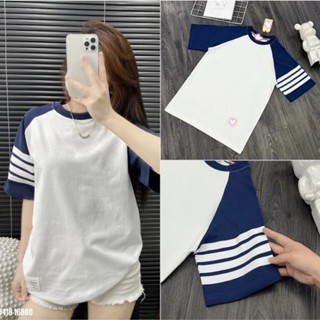 [ Rẻ Vô Địch ] Áo Thun Chất Cotton 3158 Form Rộng Tay Lỡ --- Áo Phông Cọc Tay Kẻ 4 Vạch Tay 1 Bên Tay Mẫu Hot