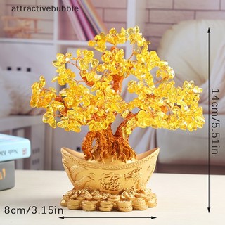 Cây pha lê màu vàng đế đồng tiền may mắn, tài lộc, trang trí phòng khách, bàn thờ ông địa
