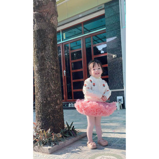 Set áo len đỏ chân váy tutu 90-130