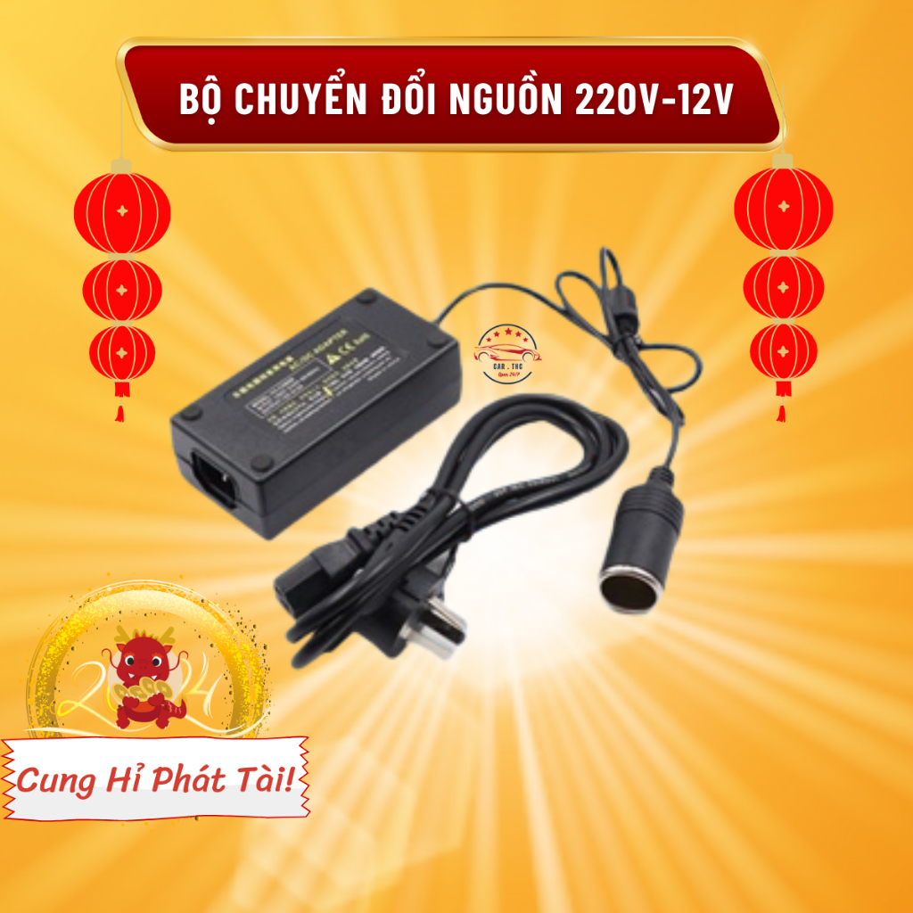 Bộ Chuyển Đổi Nguồn 220V Sang 12V , 110V -12V - Đầu Tẩu Sử Dụng Cho Máy Hút Bụi , Máy Bơm- Bộ chuyển