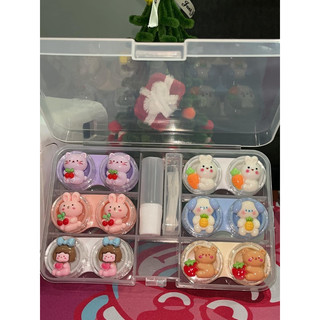 Khay charm 6 ô đựng kính áp tròng có dụng cụ đeo cực cute