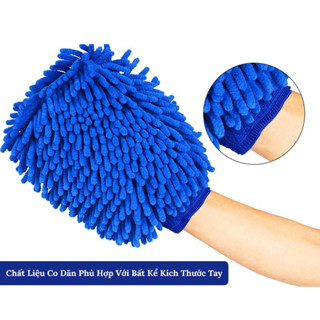 Găng Tay Rửa Xe, Bao Tay Rửa Xe 2 Mặt San Hô Loại Dày Chuyên Dụng Vệ Sinh ô Tô, Xe Máy, Kính... Chống Trầy Xước Tay