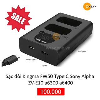 Sạc đôi Kingma FW50 Type C Sony Alpha ZV-E10 a6300 a6400