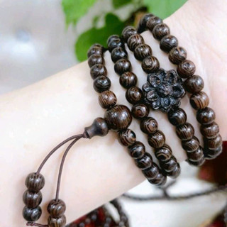 vòng tay trầm hương 108 hạt mix hoa sen bình an tài lộc 