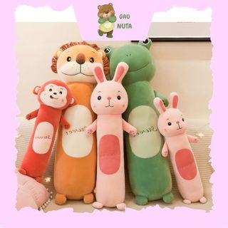 Gối ôm gấu bông hình thú ngộ nghĩnh siêu đáng yêu thỏ sư tử ếch xanh khỉ bông cao cấp nuta