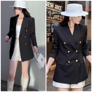 Áo blazer nữ hàng Quảng Châu 6 CÚC ĐỒNG phong cách Hàn Quốc áo vest nữ form dài dáng dài