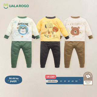 Bộ dài tay Uala Rogo mỏng vải petit mặc ngủ quanh năm bé trai bé gái 2297 từ 1Y đến 5 tuổi
