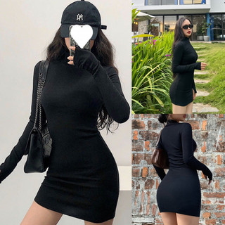 Váy body xỏ ngón DOMEI chất thun zip mềm mịn
