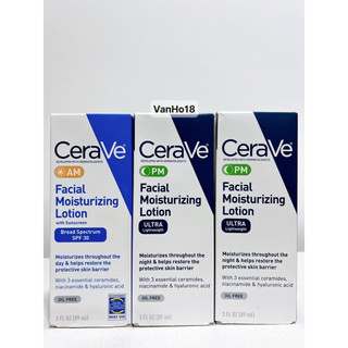 Kem dưỡng da ban đêm, ban ngày CeraVe AM, PM Facial Moisturizing Lotion 60ml, 89ml