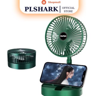 Quạt Tích Điện PLSHARK Để Bàn Mini Gấp Gọn Có Thể Kéo Dài 3 Tốc Độ Gió 
