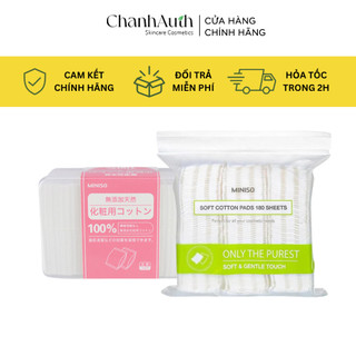 Bông Tẩy Trang MINISO SỌC XANH và HỘP HỒNG bịch 180 miếng  và hộp 1000 miếng Nhật Bản