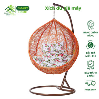 Xích đu giả mây lõi thép cao cấp trang trí ban công sân vườn, phòng khách/SMARTHOMES