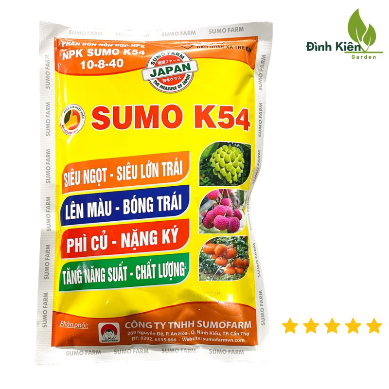 SUMO K54 gói 500g của SUMOFARM, siêu to hạt, sáng hạt, phì củ, nặng ký, siêu lớn trái, bóng trái