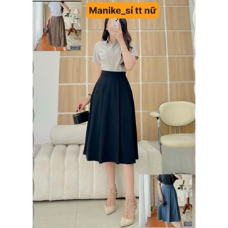 Chân Váy Dài Midi bigsize manike Dáng Xoè Công Sở Dài Qua Gối Trẻ Trung Mặc Đi Làm Đi Chơi